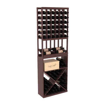 InstaCellar - 6 Column Side Display X Bin Combo in Grand Mahogany Walnut stained with WineSafe™ Satin Sealant