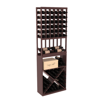 InstaCellar - 6 Column Side Display X Bin Combo in Grand Mahogany Walnut stained with WineSafe™ Satin Sealant