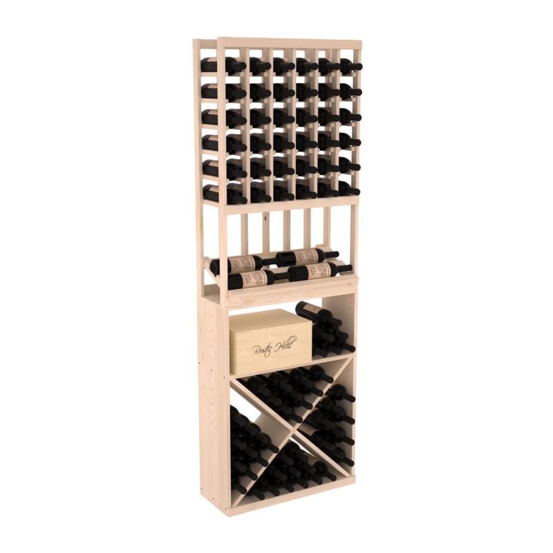 InstaCellar - 6 Column Side Display X Bin Combo in Ponderosa Pine Unstained without WineSafe™ Satin Sealant