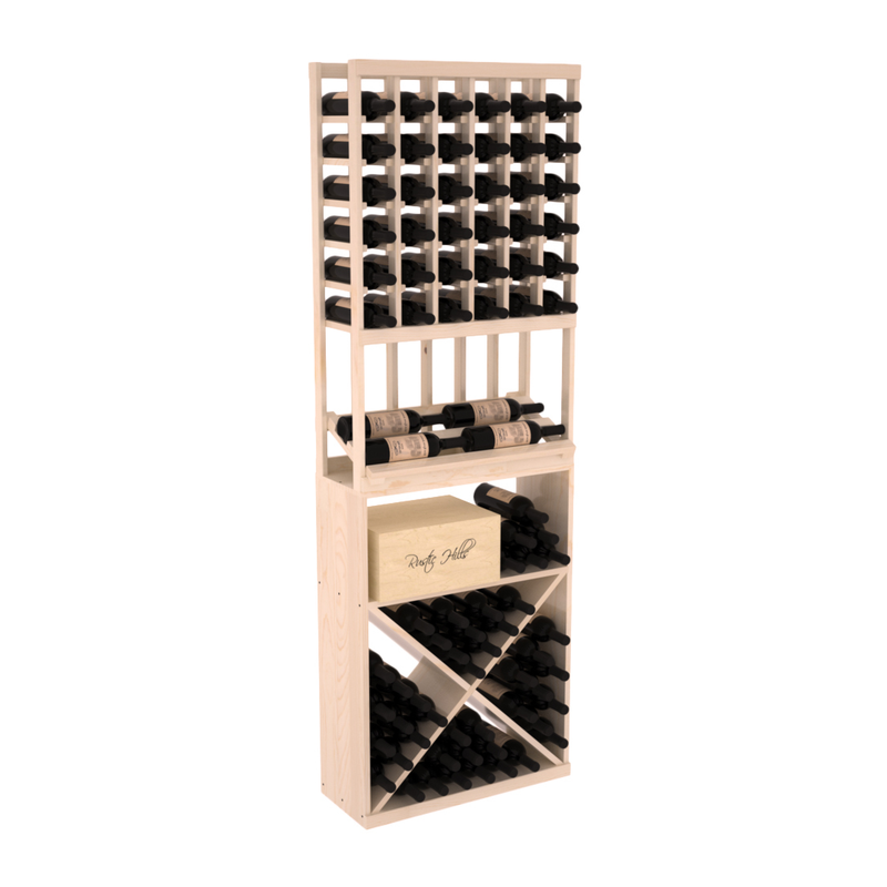 InstaCellar - 6 Column Side Display X Bin Combo in Ponderosa Pine Unstained with WineSafe™ Satin Sealant