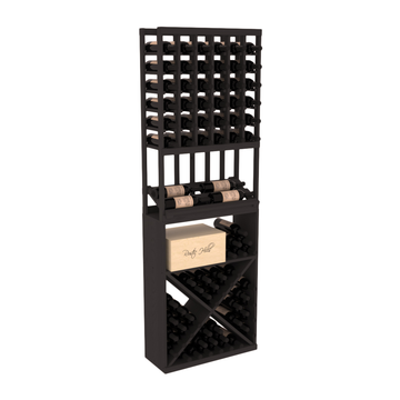 InstaCellar - 6 Column Side Display X Bin Combo in Ponderosa Pine Black stained without WineSafe™ Satin Sealant