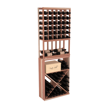 InstaCellar - 6 Column Side Display X Bin Combo in Premium Redwood Unstained without WineSafe™ Satin Sealant