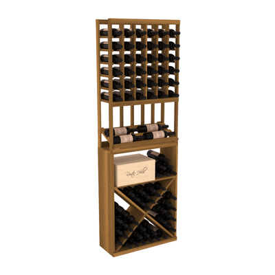 InstaCellar - 6 Column Side Display X Bin Combo in Premium Redwood Oak stained without WineSafe™ Satin Sealant