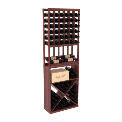 InstaCellar - 6 Column Side Display X Bin Combo in Premium Redwood Cherry stained with WineSafe™ Satin Sealant