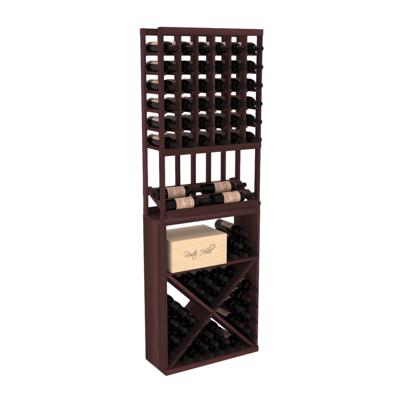 InstaCellar - 6 Column Side Display X Bin Combo in Premium Redwood Walnut stained without WineSafe™ Satin Sealant