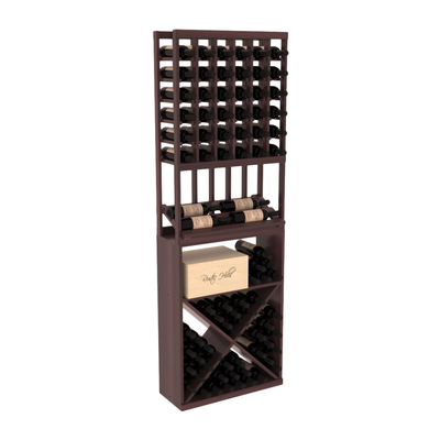 InstaCellar - 6 Column Side Display X Bin Combo in Premium Redwood Walnut stained with WineSafe™ Satin Sealant