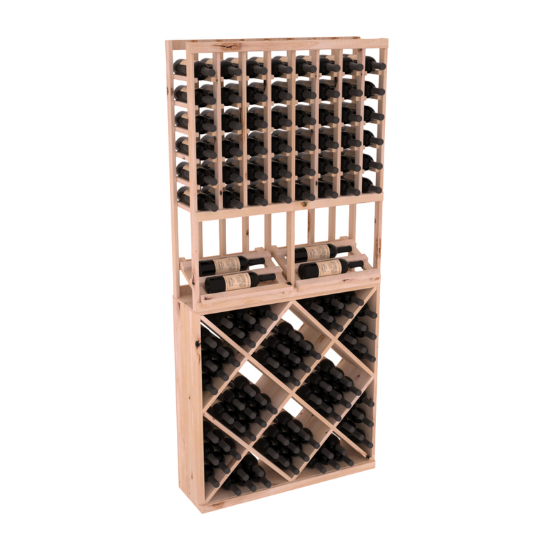 InstaCellar - 8 Column Side Display 82 Cube Combo in Knotty Alder Unstained without WineSafe™ Satin Sealant