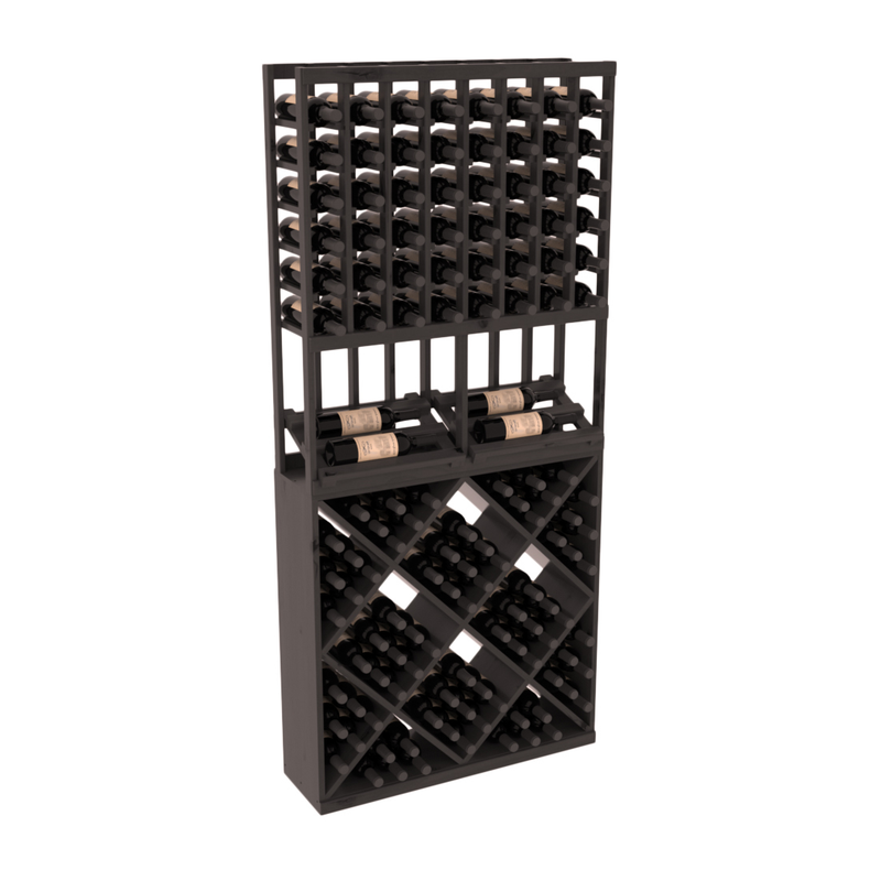 InstaCellar - 8 Column Side Display 82 Cube Combo in Knotty Alder Black stained with WineSafe™ Satin Sealant