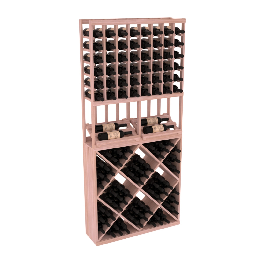 InstaCellar - 8 Column Side Display 82 Cube Combo in Grand Mahogany Unstained without WineSafe™ Satin Sealant