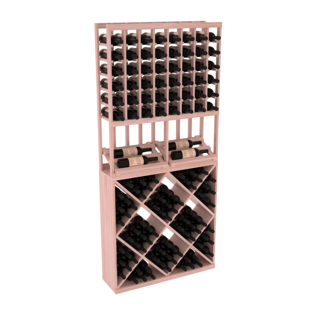 InstaCellar - 8 Column Side Display 82 Cube Combo in Grand Mahogany Unstained with WineSafe™ Satin Sealant