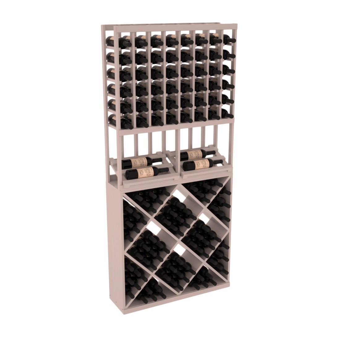 InstaCellar - 8 Column Side Display 82 Cube Combo in Grand Mahogany Greywash stained with WineSafe™ Satin Sealant