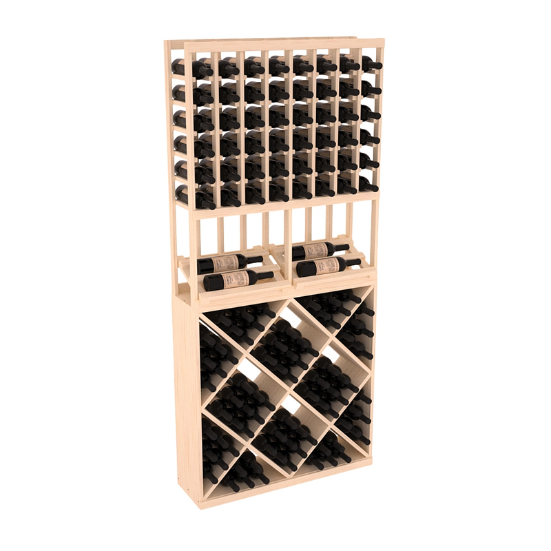 InstaCellar - 8 Column Side Display 82 Cube Combo in Ponderosa Pine Unstained without WineSafe™ Satin Sealant