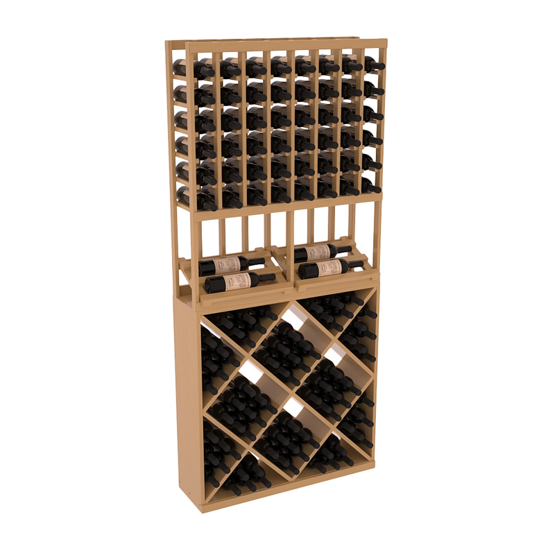 InstaCellar - 8 Column Side Display 82 Cube Combo in Ponderosa Pine Oak stained with WineSafe™ Satin Sealant