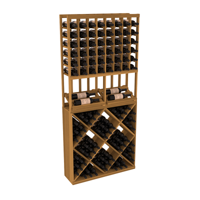 InstaCellar - 8 Column Side Display 82 Cube Combo in Premium Redwood Oak stained without WineSafe™ Satin Sealant