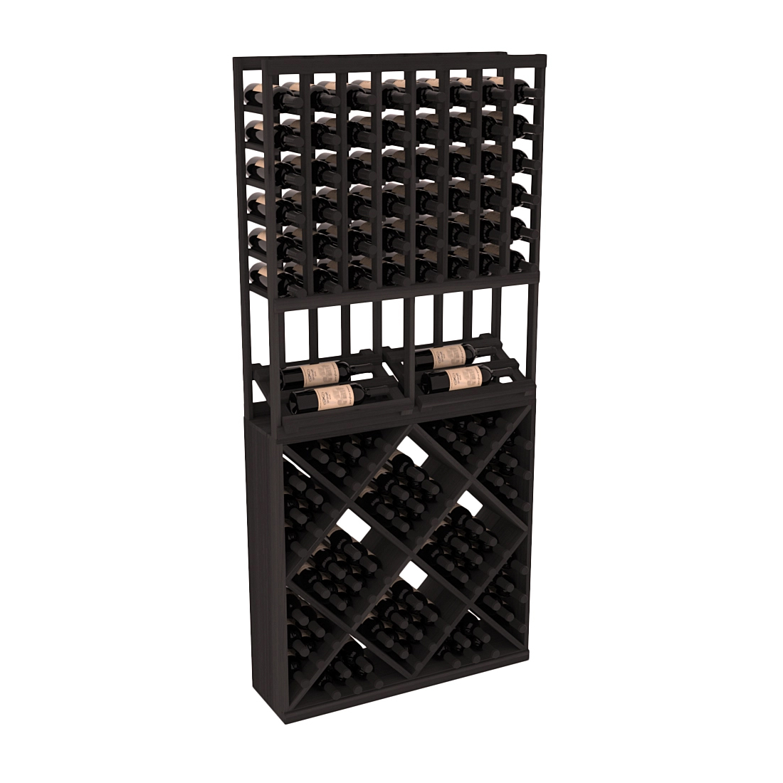 InstaCellar - 8 Column Side Display 82 Cube Combo in Premium Redwood Black stained without WineSafe™ Satin Sealant
