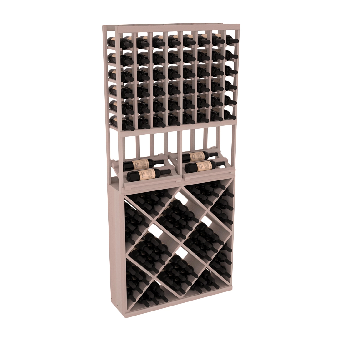 InstaCellar - 8 Column Side Display 82 Cube Combo in Premium Redwood Greywash stained without WineSafe™ Satin Sealant