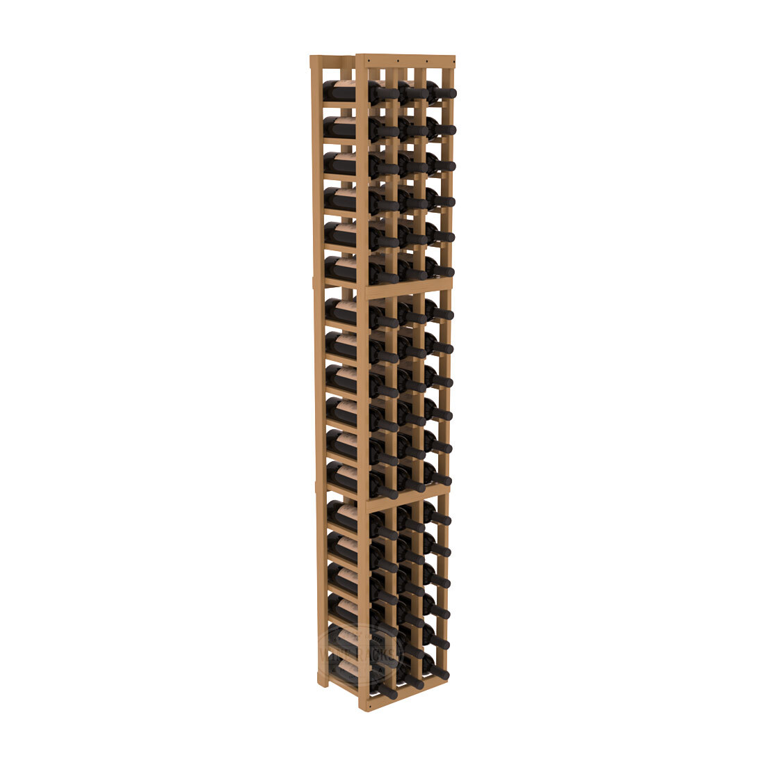 InstaCellar - 3 Column Standard Rack in Ponderosa Pine Oak stained with WineSafe™ Satin Sealant