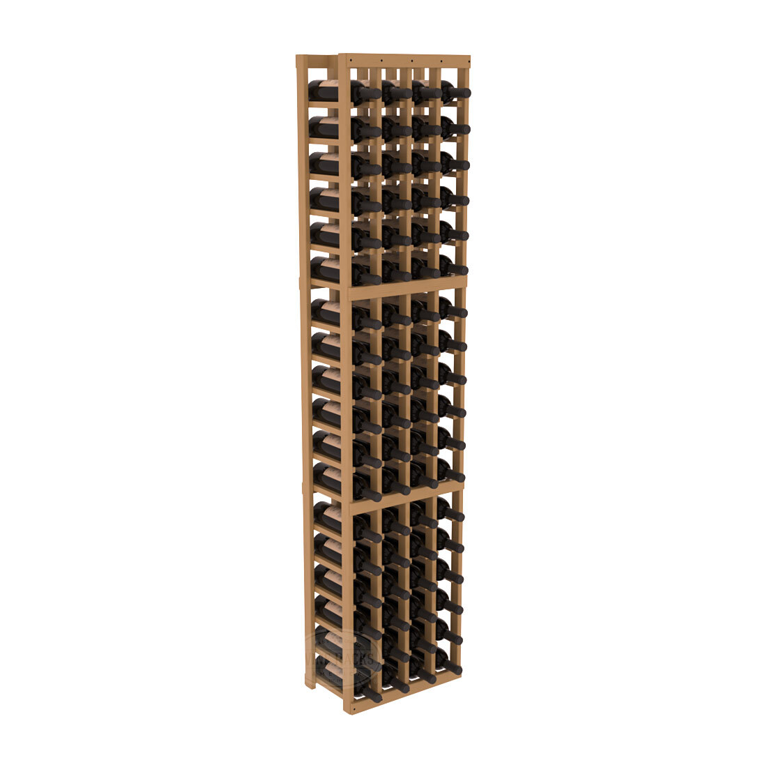 InstaCellar - 4 Column Standard Rack in Ponderosa Pine Oak stained with WineSafe™ Satin Sealant