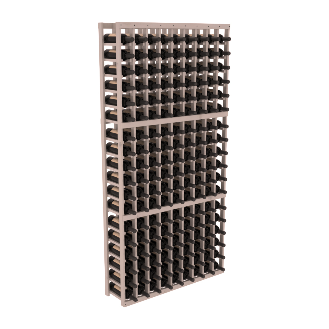 InstaCellar - 9 Column Standard Rack in Knotty Alder Greywash stained with WineSafe™ Satin Sealant