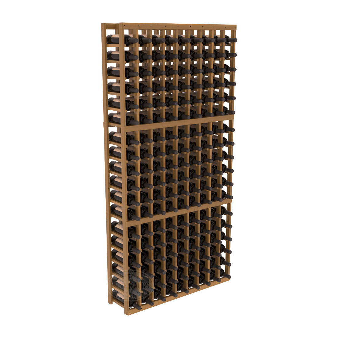 InstaCellar - 9 Column Standard Rack in Premium Redwood Oak stained with WineSafe™ Satin Sealant