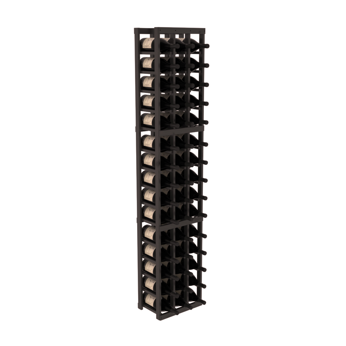 InstaCellar - 3 Column Magnum Rack in Knotty Alder Black stained with WineSafe™ Satin Sealant