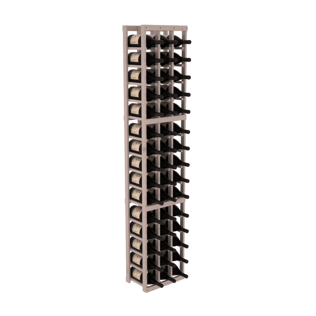 InstaCellar - 3 Column Magnum Rack in Knotty Alder Greywash stained with WineSafe™ Satin Sealant