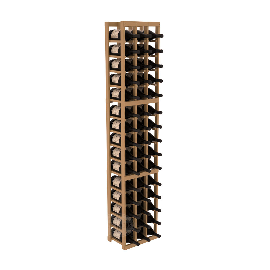 InstaCellar - 3 Column Magnum Rack in Ponderosa Pine Oak stained with WineSafe™ Satin Sealant