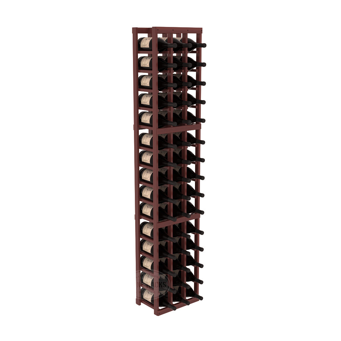 InstaCellar - 3 Column Magnum Rack in Premium Redwood Cherry stained with WineSafe™ Satin Sealant