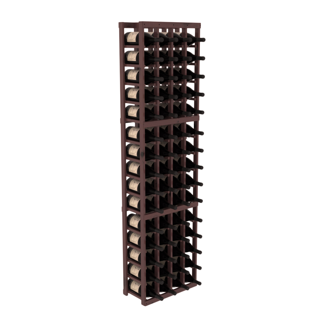 InstaCellar - 4 Column Magnum Rack in Knotty Alder Walnut stained with WineSafe™ Satin Sealant