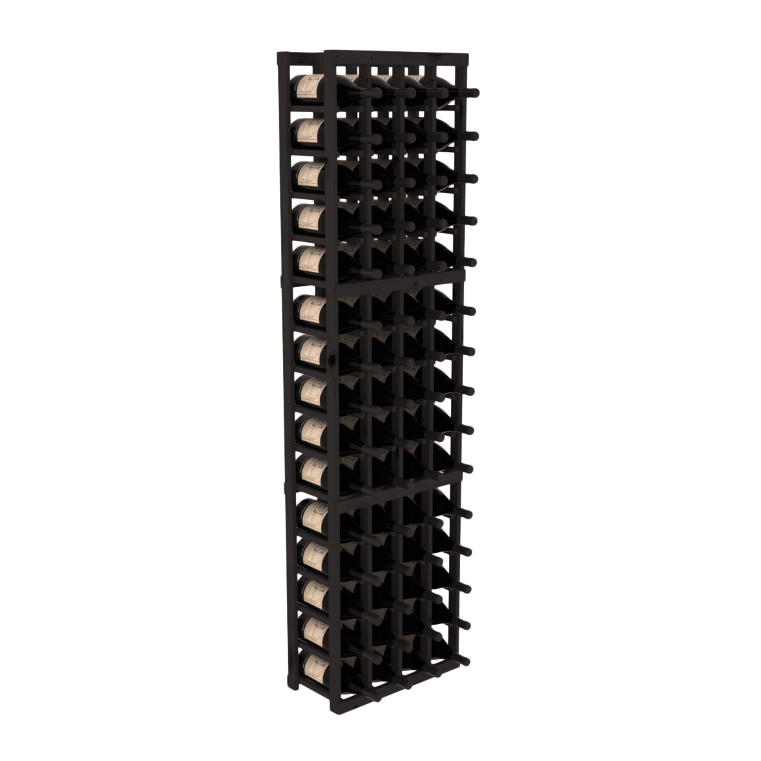 InstaCellar - 4 Column Magnum Rack in Knotty Alder Black stained without WineSafe™ Satin Sealant