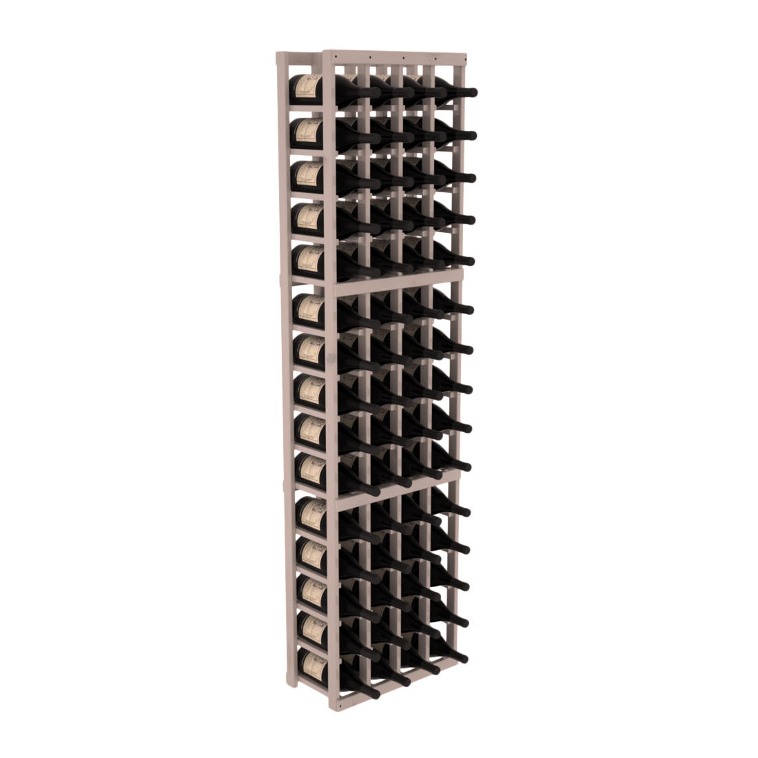 InstaCellar - 4 Column Magnum Rack in Knotty Alder Greywash stained with WineSafe™ Satin Sealant