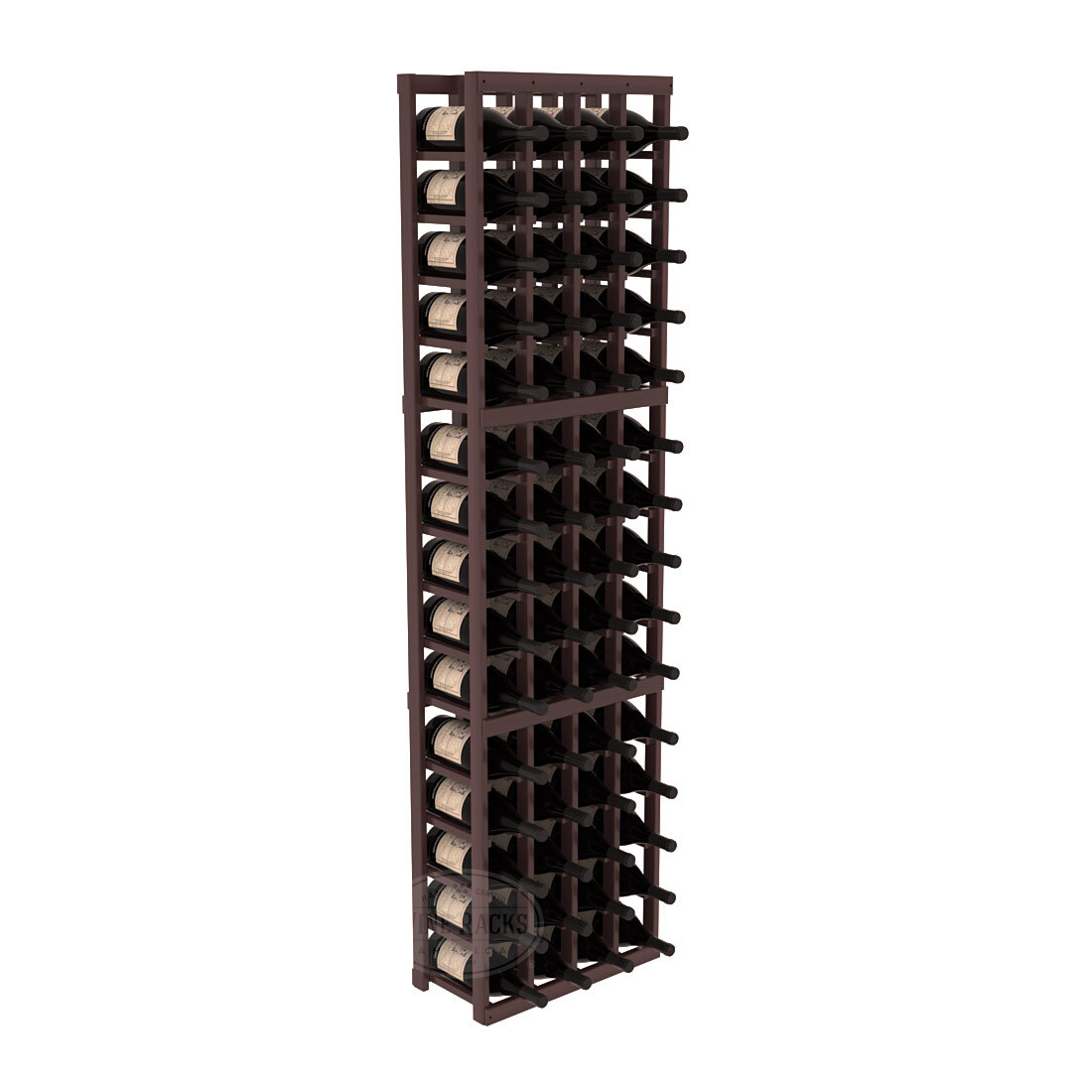 InstaCellar - 4 Column Magnum Rack in Premium Redwood Walnut stained with WineSafe™ Satin Sealant