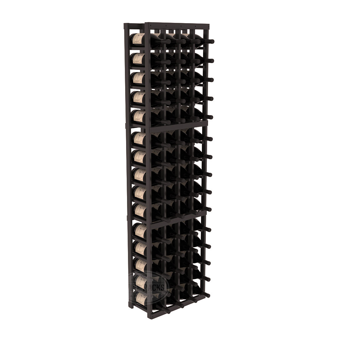 InstaCellar - 4 Column Magnum Rack in Premium Redwood Black stained with WineSafe™ Satin Sealant