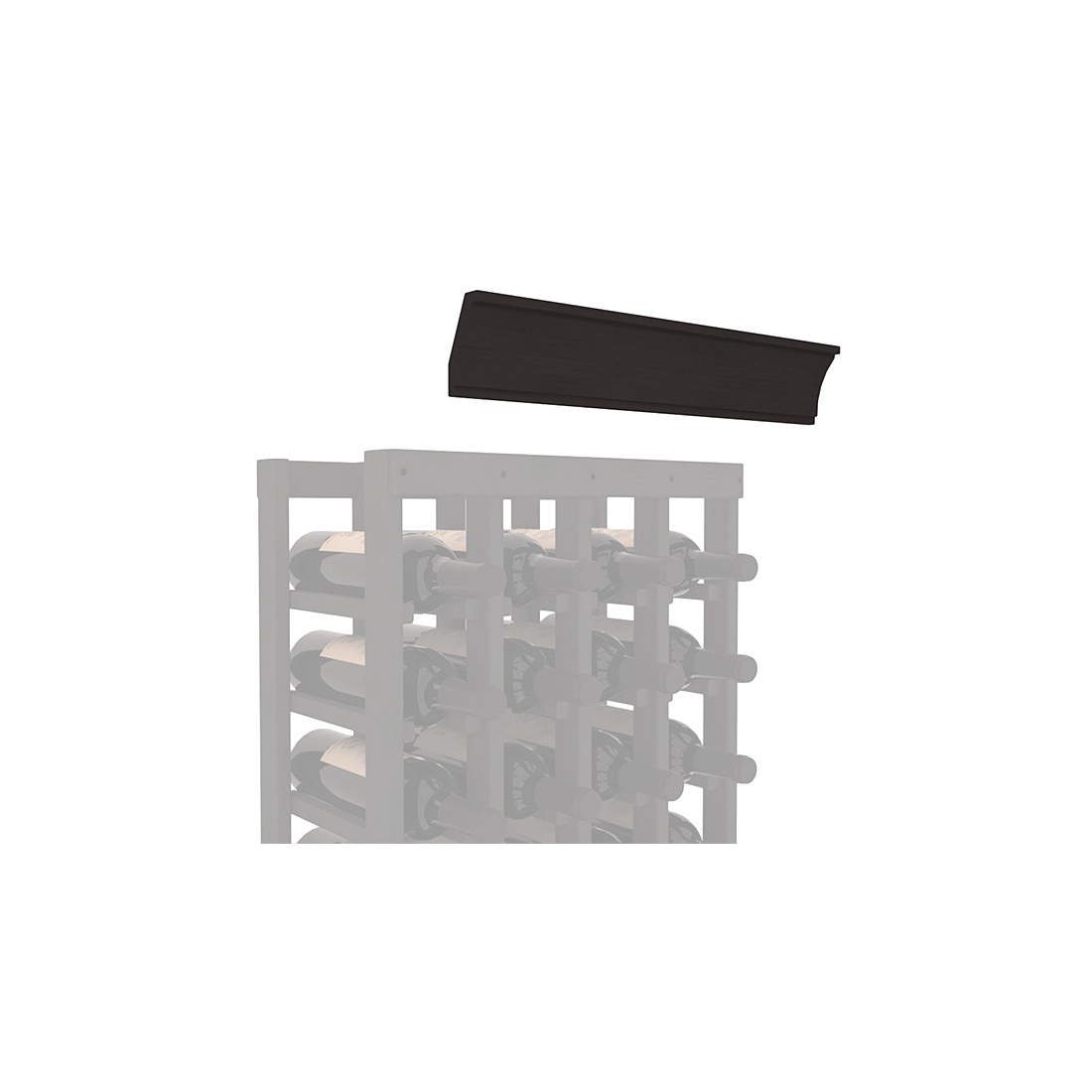 InstaCellar - Crown Molding by the foot in Ponderosa Pine Black stained without WineSafe™ Satin Sealant