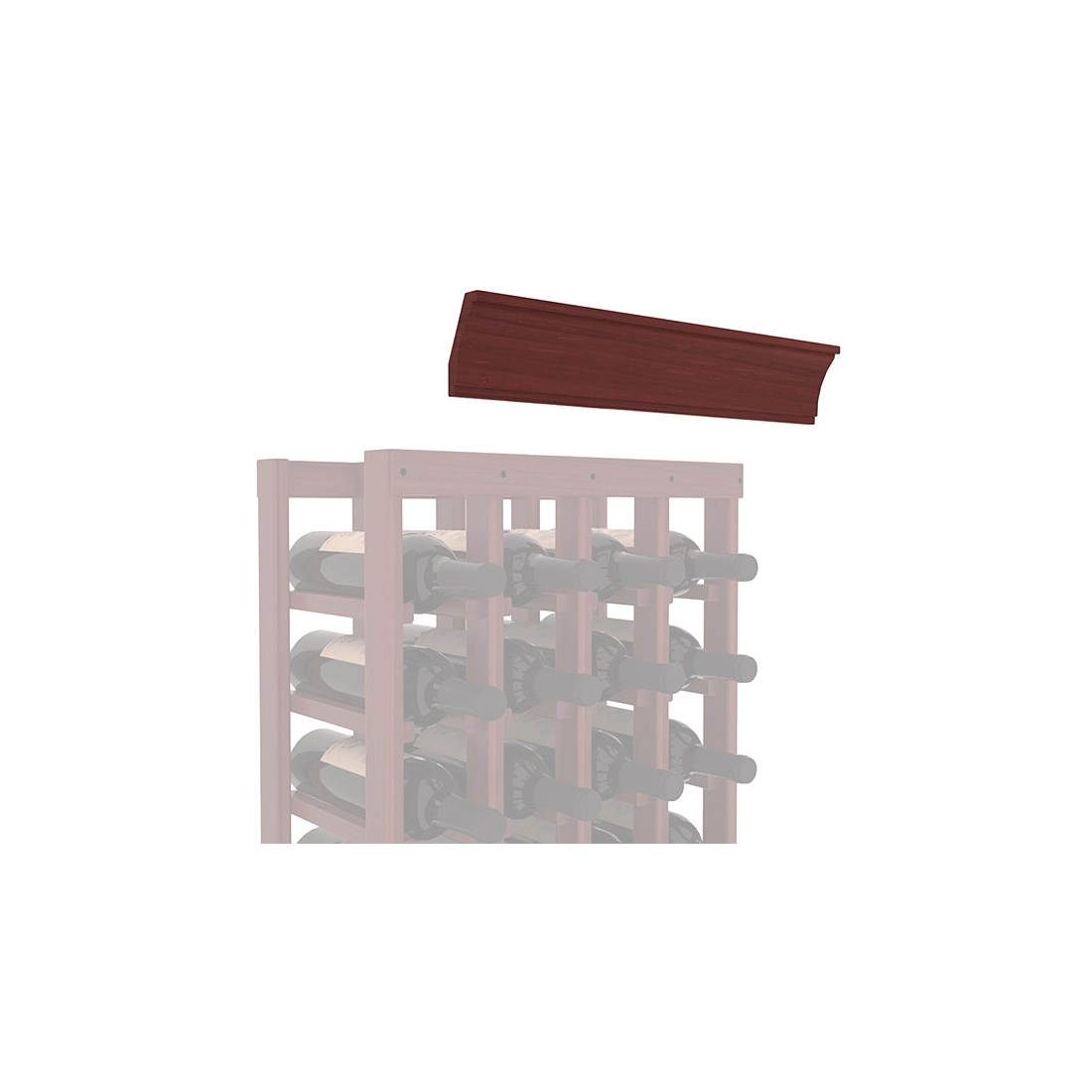 InstaCellar - Crown Molding by the foot in Premium Redwood Cherry stained with WineSafe™ Satin Sealant