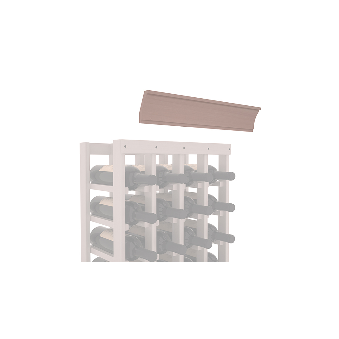 InstaCellar - Crown Molding by the foot in Premium Redwood Greywash stained with WineSafe™ Satin Sealant