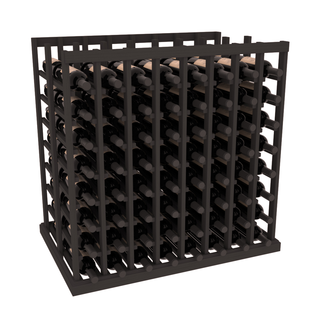 InstaCellar - 8 Column Double Deep Tasting Table in Ponderosa Pine Black stained without WineSafe™ Satin Sealant