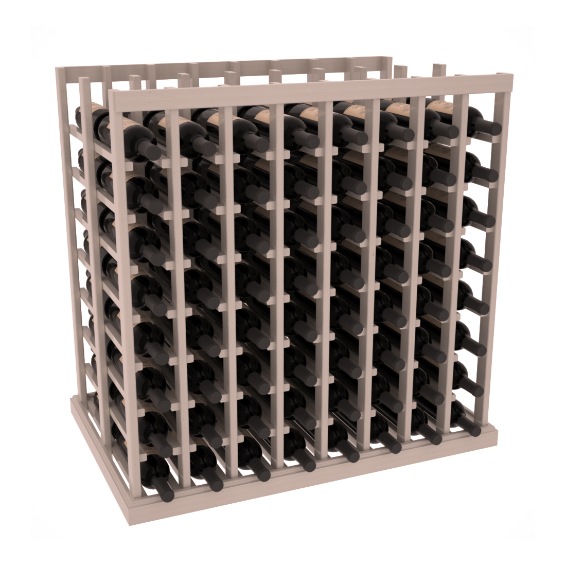 InstaCellar - 8 Column Double Deep Tasting Table in Ponderosa Pine Greywash stained with WineSafe™ Satin Sealant