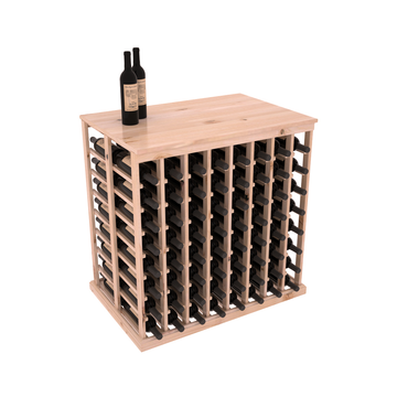 InstaCellar - 8 Column Double Deep Tasting Table with Top in Knotty Alder Unstained with WineSafe™ Satin Sealant