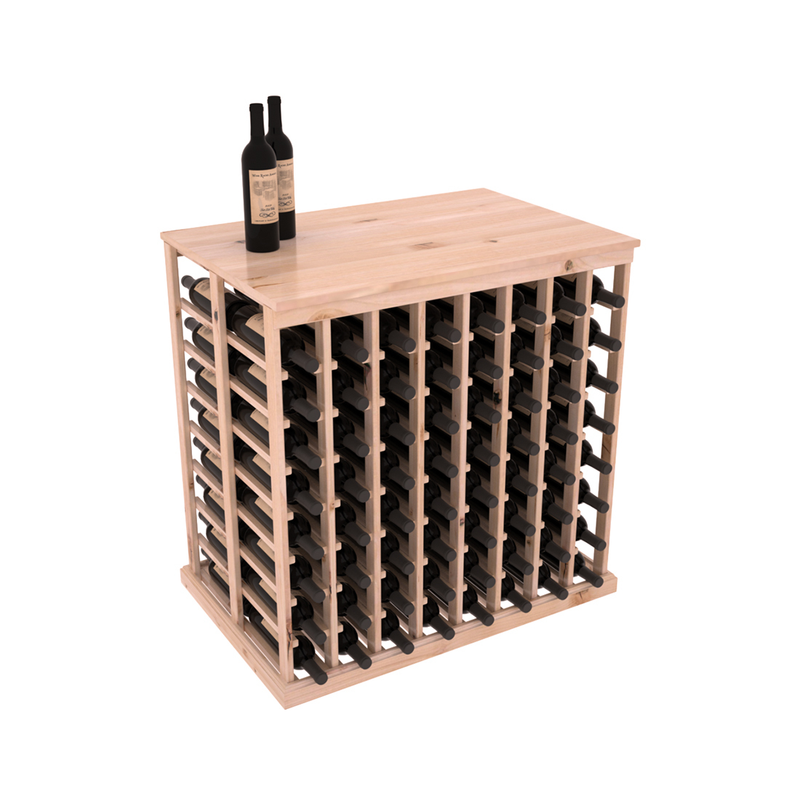 InstaCellar - 8 Column Double Deep Tasting Table with Top in Knotty Alder Unstained with WineSafe™ Satin Sealant
