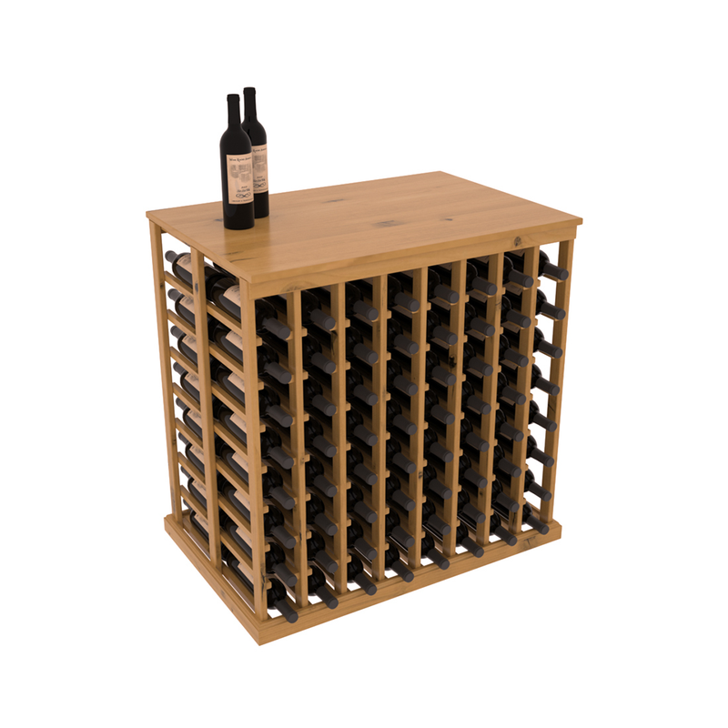 InstaCellar - 8 Column Double Deep Tasting Table with Top in Knotty Alder Oak stained with WineSafe™ Satin Sealant