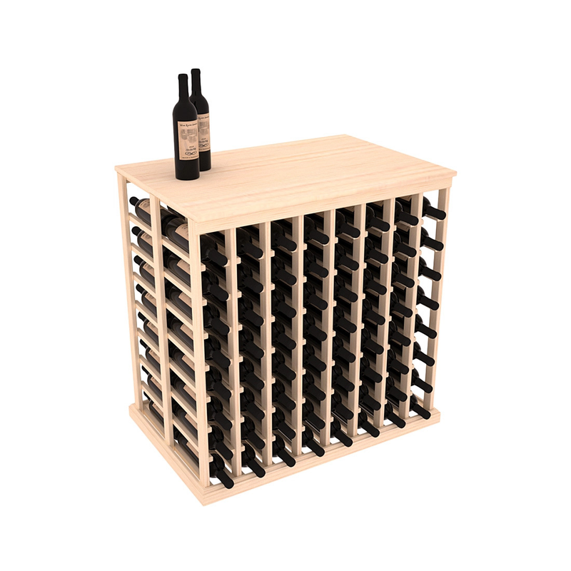 InstaCellar - 8 Column Double Deep Tasting Table with Top in Ponderosa Pine Unstained without WineSafe™ Satin Sealant