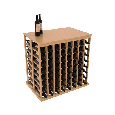 InstaCellar - 8 Column Double Deep Tasting Table with Top in Ponderosa Pine Oak stained with WineSafe™ Satin Sealant