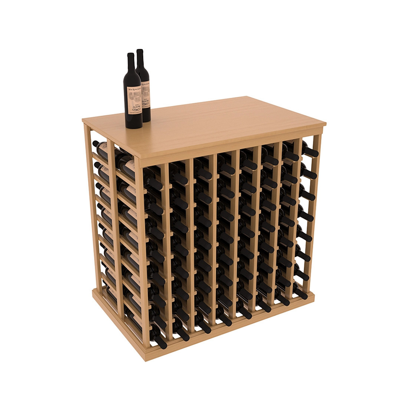 InstaCellar - 8 Column Double Deep Tasting Table with Top in Ponderosa Pine Oak stained with WineSafe™ Satin Sealant