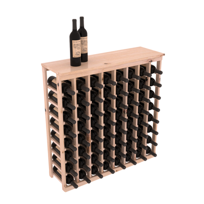 InstaCellar - 8 Column Tasting Table with Top in Knotty Alder Unstained with WineSafe™ Satin Sealant