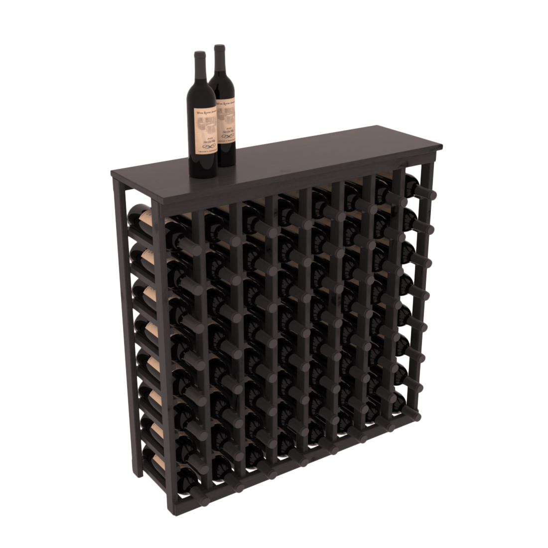 InstaCellar - 8 Column Tasting Table with Top in Knotty Alder Black stained with WineSafe™ Satin Sealant