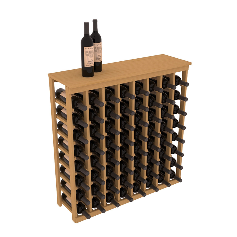 InstaCellar - 8 Column Tasting Table with Top in Ponderosa Pine Oak stained without WineSafe™ Satin Sealant