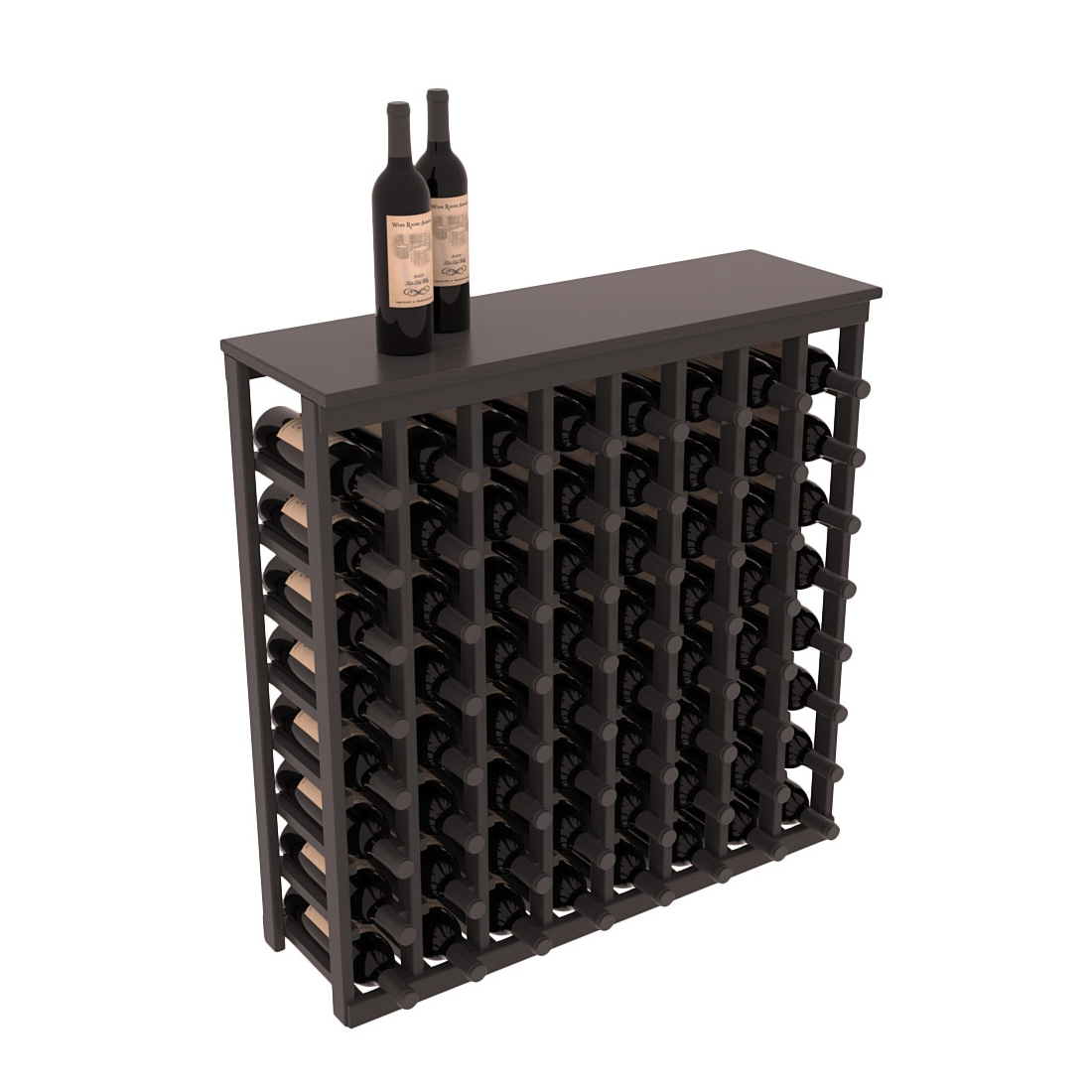 InstaCellar - 8 Column Tasting Table with Top in Ponderosa Pine Black stained with WineSafe™ Satin Sealant