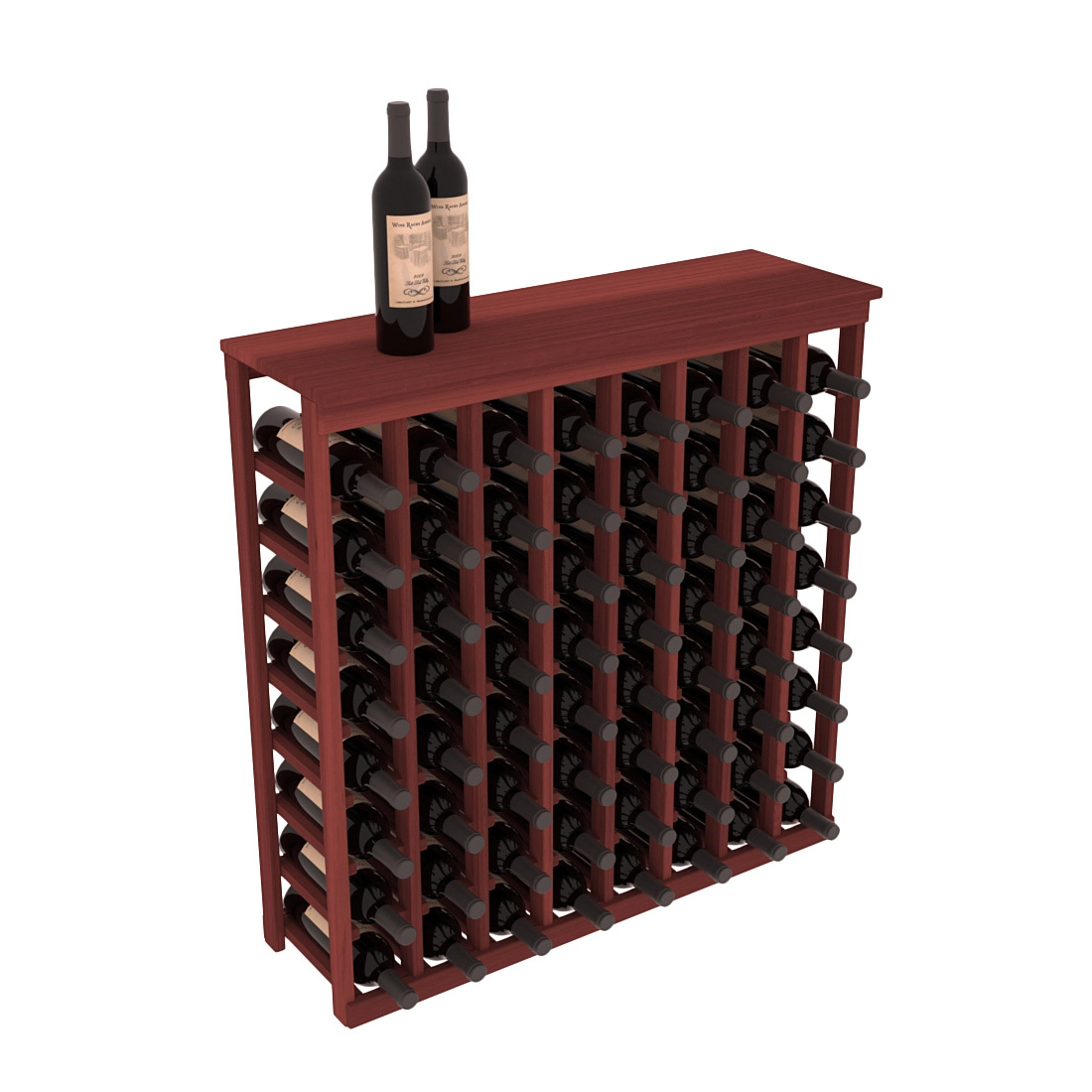 InstaCellar - 8 Column Tasting Table with Top in Premium Redwood Cherry stained without WineSafe™ Satin Sealant