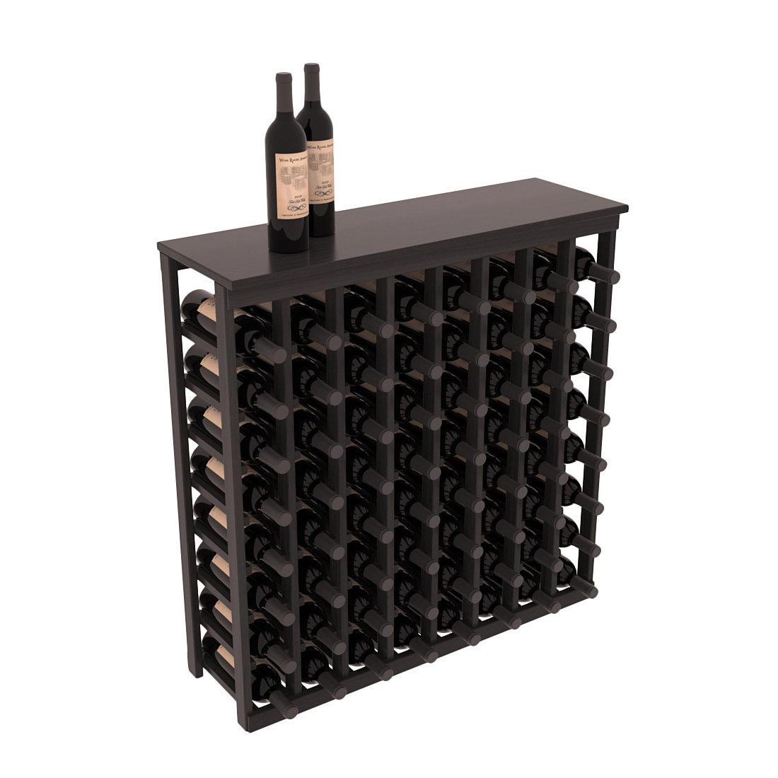 InstaCellar - 8 Column Tasting Table with Top in Premium Redwood Black stained with WineSafe™ Satin Sealant